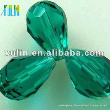 Bulk Faceted stereo glass tear drop beads 5500 beads Emerald color